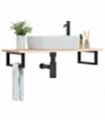 vidaXL Basin Shelf Wall Mounted Steel and Solid Wood Oak — Colour: brown and black, Size: 100 x 40 x 2 cm, Model: rectangular