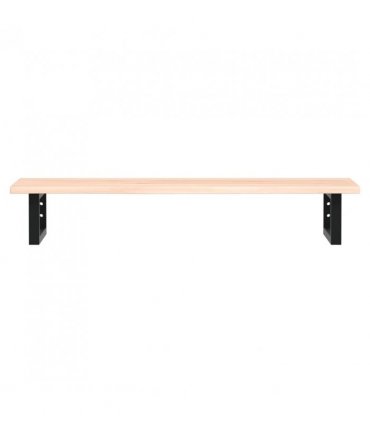 vidaXL Basin Shelf Wall Mounted Steel and Solid Wood Oak — Colour: brown and black, Size: 100 x 40 x 2 cm, Model: rectangular