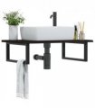 vidaXL Basin Shelf Wall Mounted Steel and Solid Wood Oa — Colour: dark brown and black, Size: 80 x 50 x 2 cm, Model: rectangular