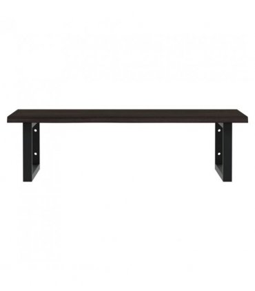 vidaXL Basin Shelf Wall Mounted Steel and Solid Wood Oa — Colour: dark brown and black, Size: 80 x 50 x 2 cm, Model: rectangular