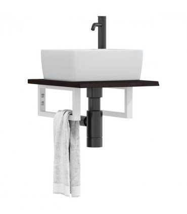 vidaXL Basin Shelf Wall Mounted Steel and Solid Wood Oa — Colour: dark brown and white, Size: 40 x 50 x 2 cm, Model: rectangular