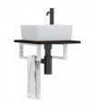 vidaXL Basin Shelf Wall Mounted Steel and Solid Wood Oa — Colour: dark brown and white, Size: 40 x 50 x 2 cm, Model: rectangular