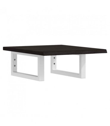 vidaXL Basin Shelf Wall Mounted Steel and Solid Wood Oa — Colour: dark brown and white, Size: 40 x 50 x 2 cm, Model: rectangular