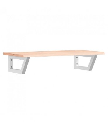 vidaXL Basin Shelf Wall Mounted Steel and Solid Wood Oak — Colour: brown and white, Size: 80 x 40 x 2 cm, Model: trapezium
