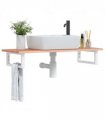 vidaXL Basin Shelf Wall Mounted Steel and Solid Wood — Colour: light brown and white, Size: 100 x 40 x 2 cm, Model: rectangular