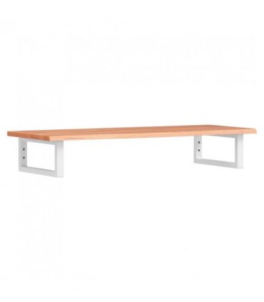 vidaXL Basin Shelf Wall Mounted Steel and Solid Wood — Colour: light brown and white, Size: 100 x 40 x 2 cm, Model: rectangular