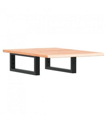 vidaXL Basin Shelf Wall Mounted Steel and Solid Wood O — Colour: light brown and black, Size: 40 x 60 x 2 cm, Model: rectangular