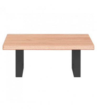 vidaXL Basin Shelf Wall Mounted Steel and Solid Wood O — Colour: light brown and black, Size: 40 x 60 x 2 cm, Model: rectangular