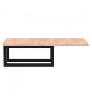 vidaXL Basin Shelf Wall Mounted Steel and Solid Wood O — Colour: light brown and black, Size: 40 x 60 x 2 cm, Model: rectangular