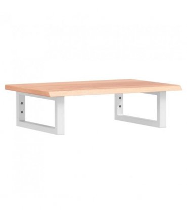 vidaXL Basin Shelf Wall Mounted Steel and Solid Wood O — Colour: light brown and white, Size: 60 x 40 x 2 cm, Model: rectangular
