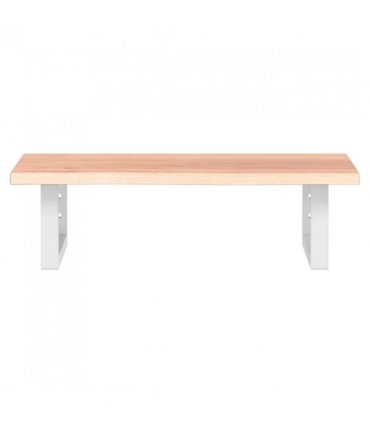 vidaXL Basin Shelf Wall Mounted Steel and Solid Wood O — Colour: light brown and white, Size: 60 x 40 x 2 cm, Model: rectangular