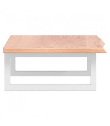 vidaXL Basin Shelf Wall Mounted Steel and Solid Wood O — Colour: light brown and white, Size: 60 x 40 x 2 cm, Model: rectangular
