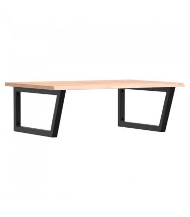 vidaXL Basin Shelf Wall Mounted Steel and Solid Wood Oak — Colour: brown and black, Size: 80 x 60 x 2 cm, Model: trapezium