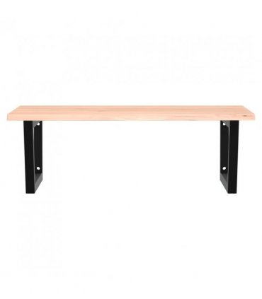 vidaXL Basin Shelf Wall Mounted Steel and Solid Wood Oak — Colour: brown and black, Size: 80 x 60 x 2 cm, Model: trapezium