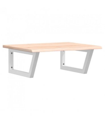 vidaXL Basin Shelf Wall Mounted Steel and Solid Wood Oak — Colour: brown and white, Size: 60 x 50 x 2 cm, Model: trapezium