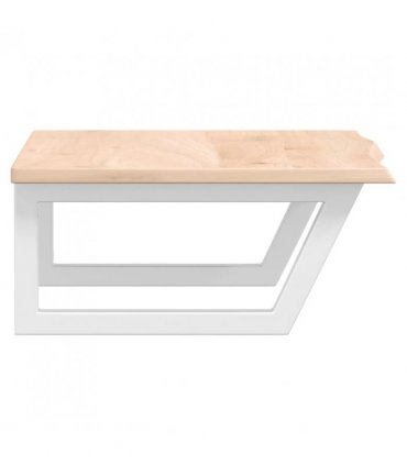 vidaXL Basin Shelf Wall Mounted Steel and Solid Wood Oak — Colour: brown and white, Size: 60 x 50 x 2 cm, Model: trapezium