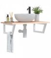 vidaXL Basin Shelf Wall Mounted Steel and Solid Wood Oak — Colour: brown and white, Size: 80 x 50 x 2 cm, Model: trapezium