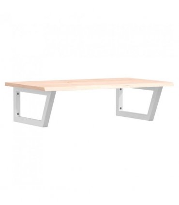 vidaXL Basin Shelf Wall Mounted Steel and Solid Wood Oak — Colour: brown and white, Size: 80 x 50 x 2 cm, Model: trapezium