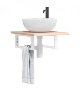 vidaXL Basin Shelf Wall Mounted Steel and Solid Wood Oak — Colour: brown and white, Size: 40 x 50 x 2 cm, Model: rectangular