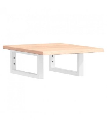 vidaXL Basin Shelf Wall Mounted Steel and Solid Wood Oak — Colour: brown and white, Size: 40 x 50 x 2 cm, Model: rectangular