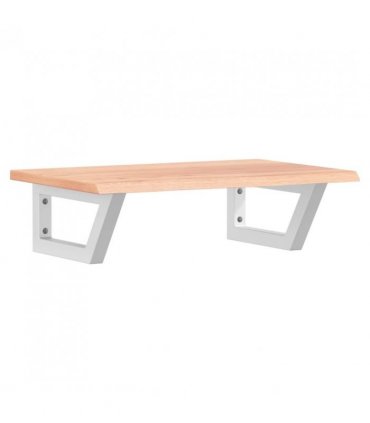 vidaXL Basin Shelf Wall Mounted Steel and Solid Wood Oak — Colour: light brown and white, Size: 60 x 40 x 2 cm, Model: trapezium