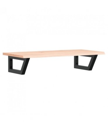 vidaXL Basin Shelf Wall Mounted Steel and Solid Wood Oak — Colour: brown and black, Size: 80 x 40 x 2 cm, Model: trapezium