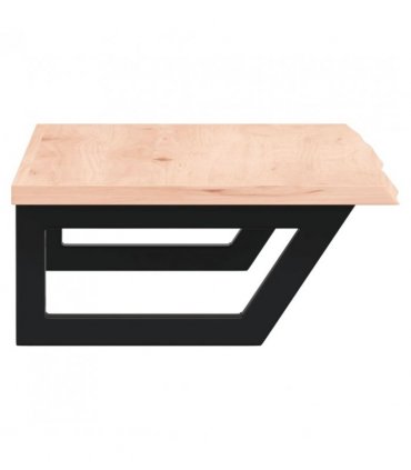vidaXL Basin Shelf Wall Mounted Steel and Solid Wood Oak — Colour: brown and black, Size: 80 x 40 x 2 cm, Model: trapezium