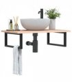 vidaXL Basin Shelf Wall Mounted Steel and Solid Wood Oak — Colour: brown and black, Size: 80 x 50 x 2 cm, Model: rectangular