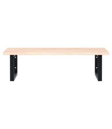 vidaXL Basin Shelf Wall Mounted Steel and Solid Wood Oak — Colour: brown and black, Size: 80 x 50 x 2 cm, Model: rectangular