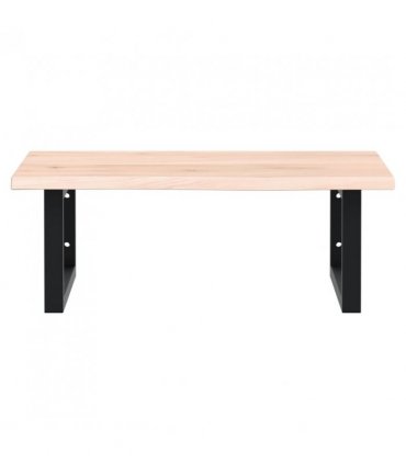 vidaXL Basin Shelf Wall Mounted Steel and Solid Wood Oak — Colour: brown and black, Size: 60 x 50 x 2 cm, Model: rectangular