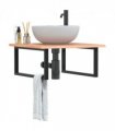 vidaXL Basin Shelf Wall Mounted Steel and Solid Wood O — Colour: light brown and black, Size: 60 x 60 x 2 cm, Model: rectangular