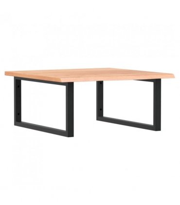 vidaXL Basin Shelf Wall Mounted Steel and Solid Wood O — Colour: light brown and black, Size: 60 x 60 x 2 cm, Model: rectangular