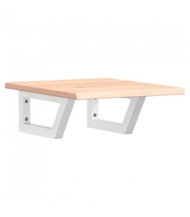 vidaXL Basin Shelf Wall Mounted Steel and Solid Wood Oak — Colour: brown and white, Size: 40 x 50 x 2 cm, Model: trapezium