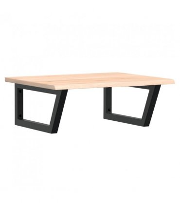 vidaXL Basin Shelf Wall Mounted Steel and Solid Wood Oak — Colour: brown and black, Size: 60 x 50 x 2 cm, Model: trapezium