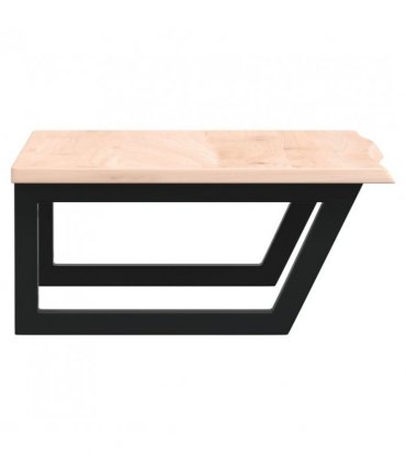 vidaXL Basin Shelf Wall Mounted Steel and Solid Wood Oak — Colour: brown and black, Size: 60 x 50 x 2 cm, Model: trapezium