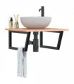 vidaXL Basin Shelf Wall Mounted Steel and Solid Wood Oak — Colour: light brown and black, Size: 60 x 60 x 2 cm, Model: trapezium