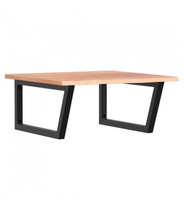 vidaXL Basin Shelf Wall Mounted Steel and Solid Wood Oak — Colour: light brown and black, Size: 60 x 60 x 2 cm, Model: trapezium