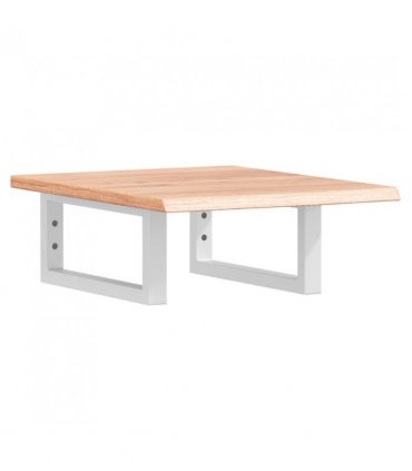 vidaXL Basin Shelf Wall Mounted Steel and Solid Wood O — Colour: light brown and white, Size: 40 x 50 x 2 cm, Model: rectangular