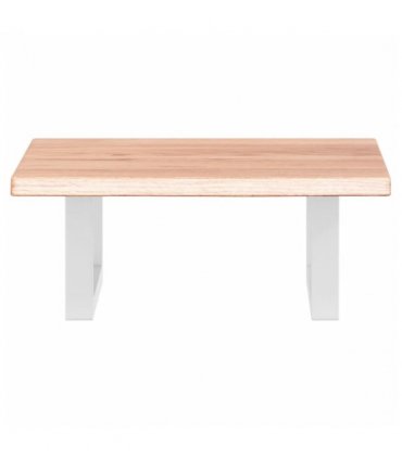 vidaXL Basin Shelf Wall Mounted Steel and Solid Wood O — Colour: light brown and white, Size: 40 x 50 x 2 cm, Model: rectangular