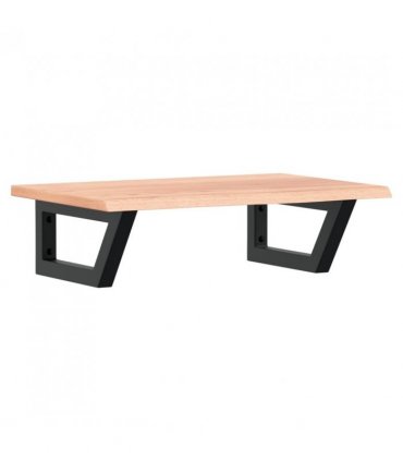 vidaXL Basin Shelf Wall Mounted Steel and Solid Wood Oak — Colour: light brown and black, Size: 60 x 40 x 2 cm, Model: trapezium