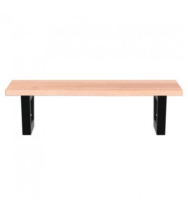 vidaXL Basin Shelf Wall Mounted Steel and Solid Wood Oak — Colour: light brown and black, Size: 60 x 40 x 2 cm, Model: trapezium