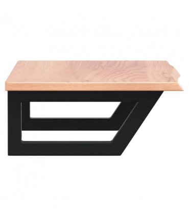 vidaXL Basin Shelf Wall Mounted Steel and Solid Wood Oak — Colour: light brown and black, Size: 60 x 40 x 2 cm, Model: trapezium