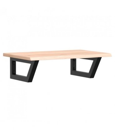 vidaXL Basin Shelf Wall Mounted Steel and Solid Wood Oak — Colour: brown and black, Size: 60 x 40 x 2 cm, Model: trapezium