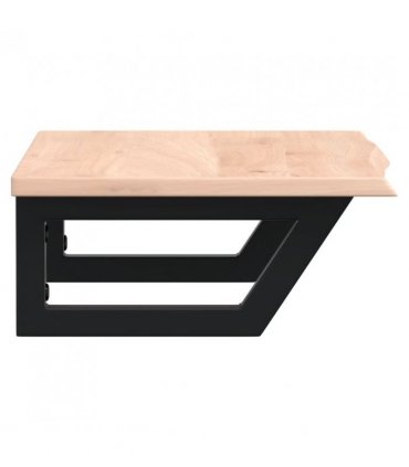 vidaXL Basin Shelf Wall Mounted Steel and Solid Wood Oak — Colour: brown and black, Size: 60 x 40 x 2 cm, Model: trapezium