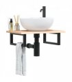 vidaXL Basin Shelf Wall Mounted Steel and Solid Wood Oak — Colour: brown and black, Size: 60 x 40 x 2 cm, Model: rectangular