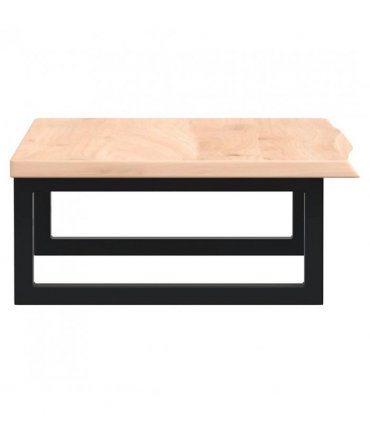 vidaXL Basin Shelf Wall Mounted Steel and Solid Wood Oak — Colour: brown and black, Size: 60 x 40 x 2 cm, Model: rectangular