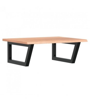 vidaXL Basin Shelf Wall Mounted Steel and Solid Wood Oak — Colour: light brown and black, Size: 60 x 50 x 2 cm, Model: trapezium