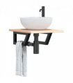 vidaXL Basin Shelf Wall Mounted Steel and Solid Wood Oak — Colour: brown and black, Size: 40 x 50 x 2 cm, Model: trapezium