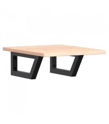 vidaXL Basin Shelf Wall Mounted Steel and Solid Wood Oak — Colour: brown and black, Size: 40 x 50 x 2 cm, Model: trapezium