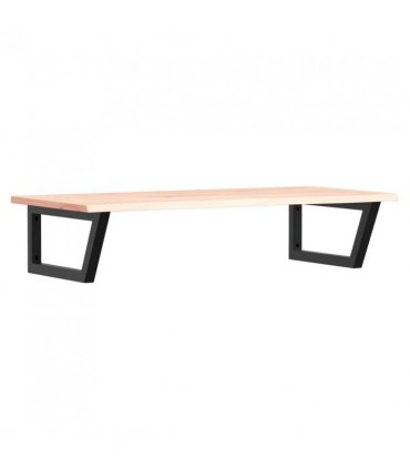 vidaXL Basin Shelf Wall Mounted Steel and Solid Wood Oak — Colour: brown and black, Size: 100 x 50 x 2 cm, Model: trapezium